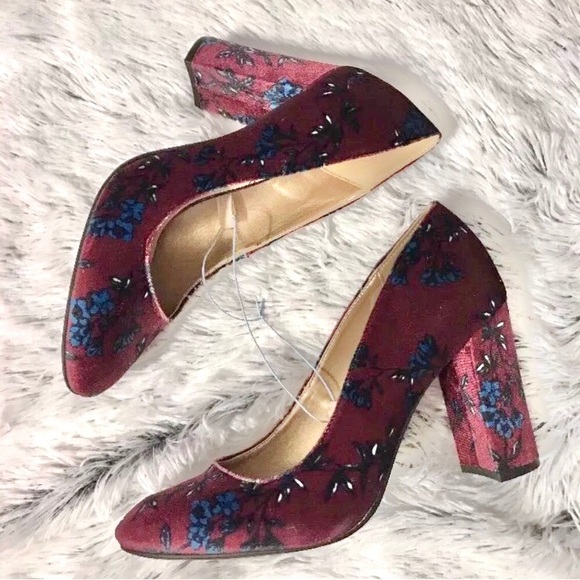 burgundy floral heels